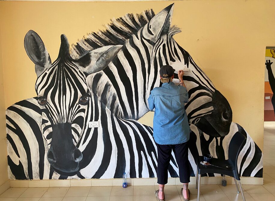 zebras mural